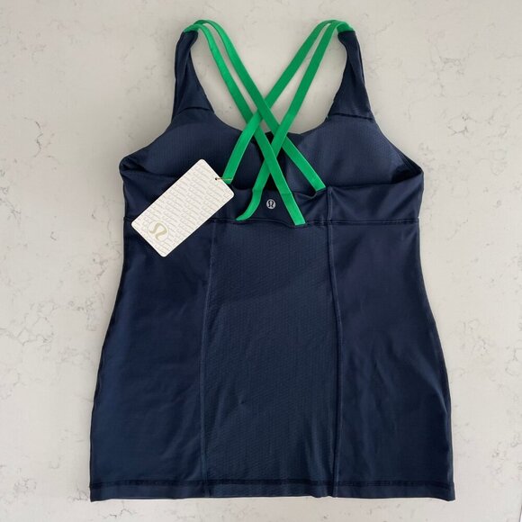 Lululemon Energy Tank Top Slalom Stripe Inkwell in Navy & Green NWT - Picture 4 of 9